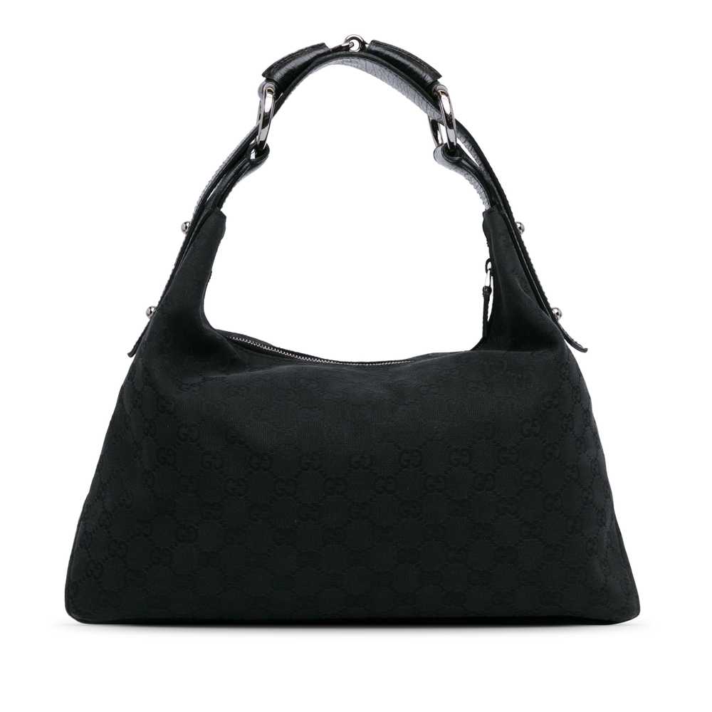 Black Gucci GG Canvas Horsebit Hobo Shoulder Bag - image 3