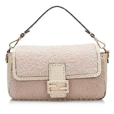 Cream Fendi Shearling Selleria Baguette Satchel - image 1