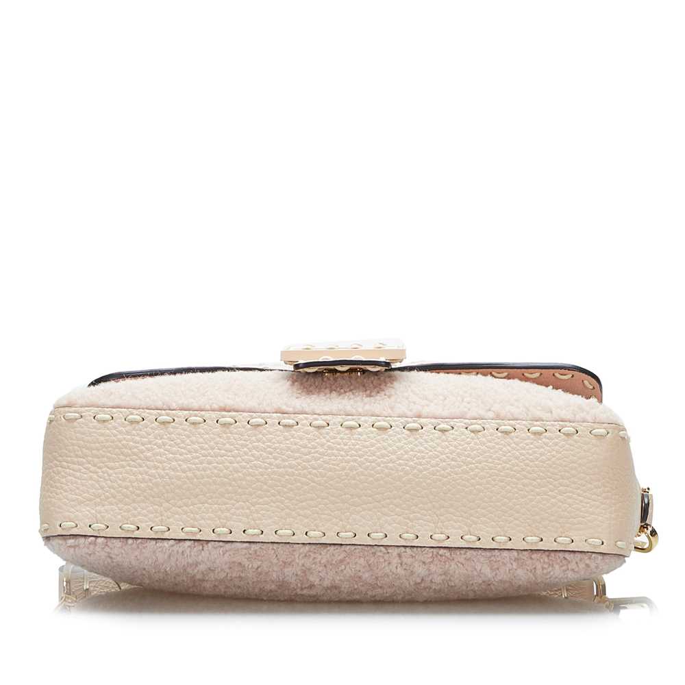 Cream Fendi Shearling Selleria Baguette Satchel - image 4