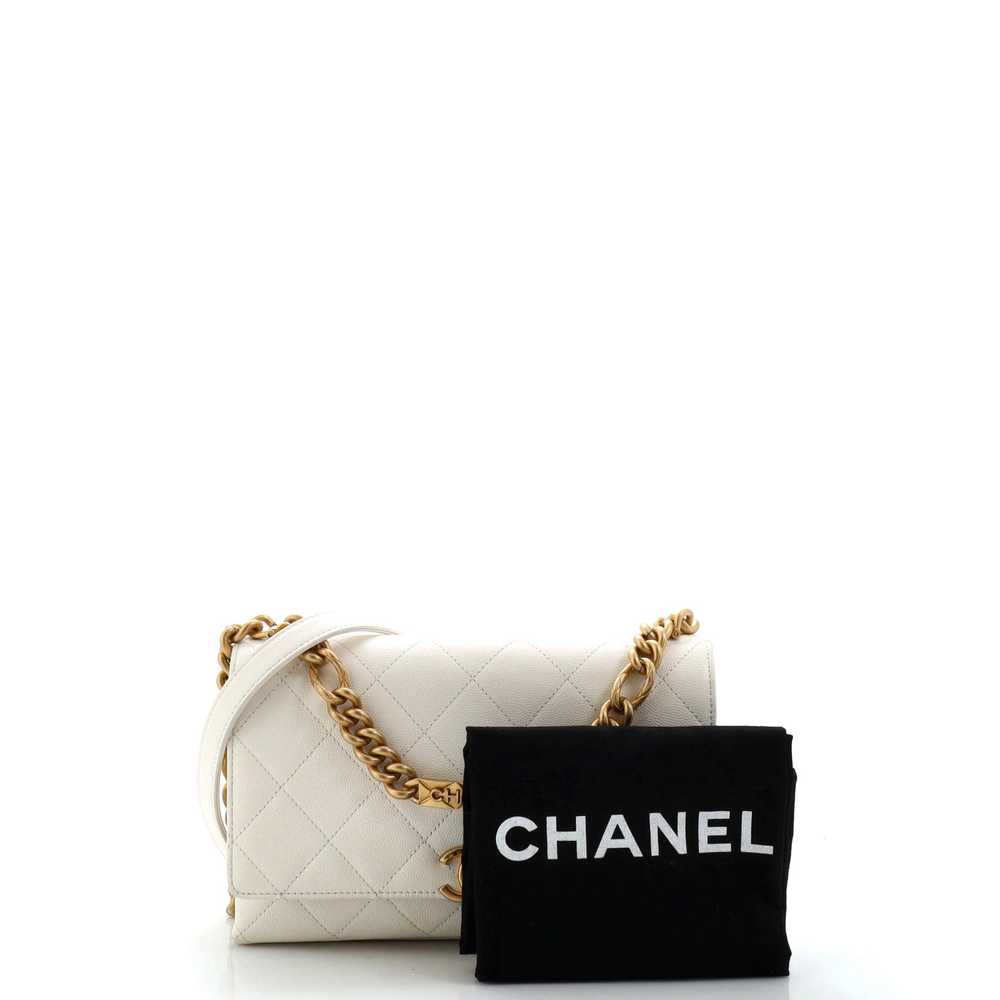 CHANEL Bracelet On Chain Flap Bag Quilted Caviar … - image 2