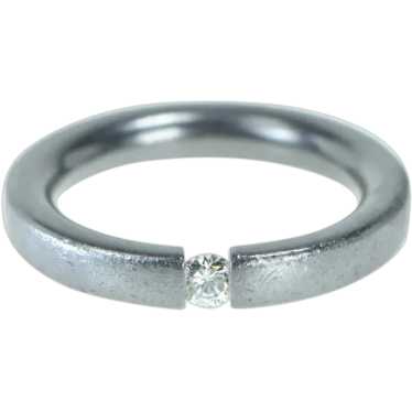 Platinum Modern Pressure Set Diamond Engagement R… - image 1