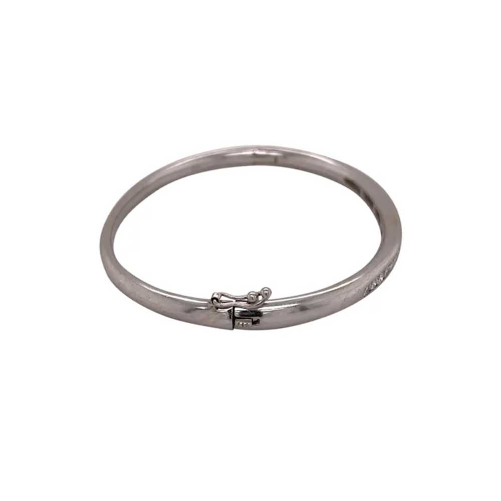 14K White Gold Diamond Bangle Bracelet - image 3