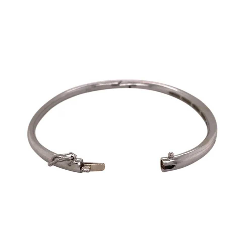 14K White Gold Diamond Bangle Bracelet - image 4