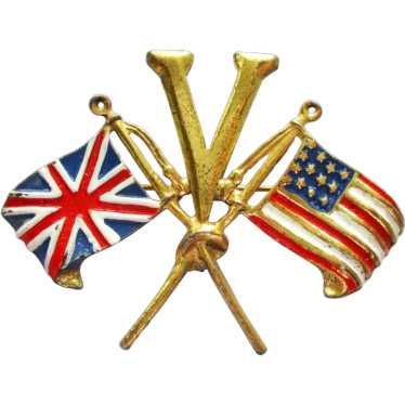 WWII Victory Pin and Allies Flag Brooch Flags UK … - image 1