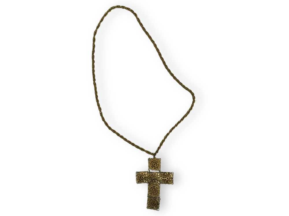 1960s Gold + Gem Cross 15” Chain - image 4