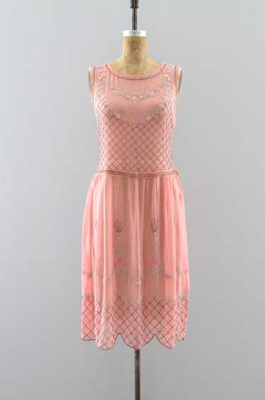 1920s Beaded Pink Dress