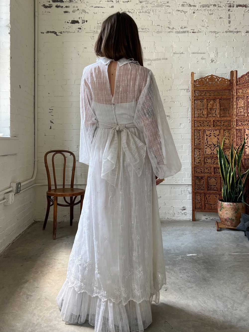 Vintage White Gauze Gown, XS - image 3