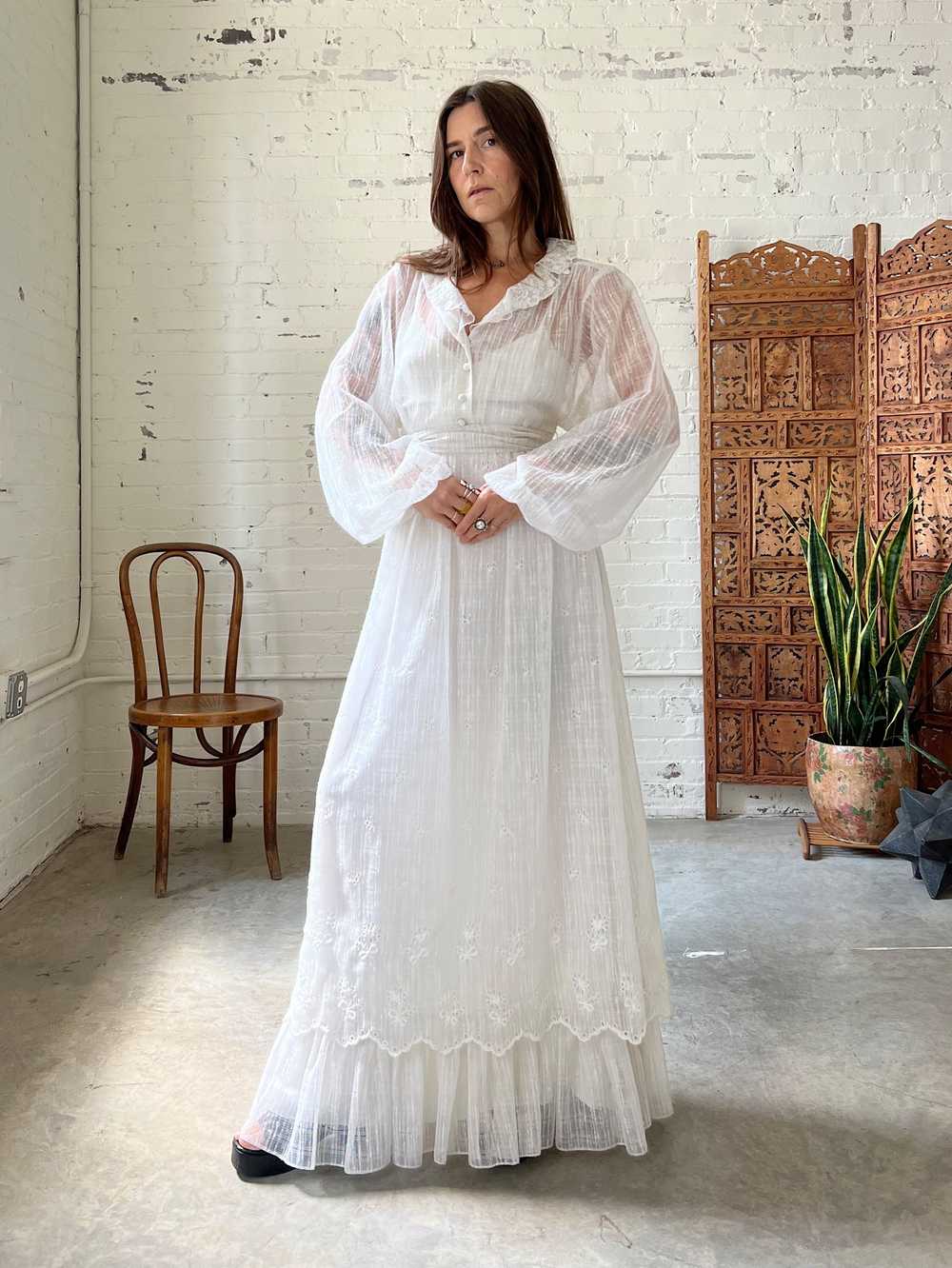 Vintage White Gauze Gown, XS - image 6