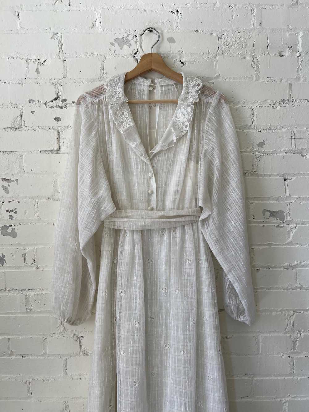 Vintage White Gauze Gown, XS - image 7