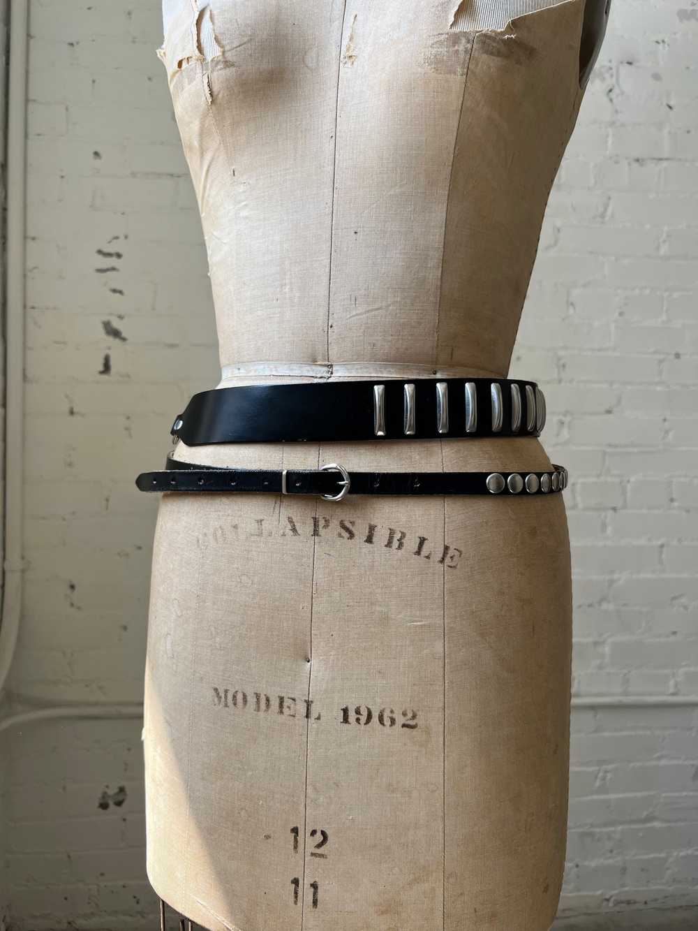 Vintage Double Wrap Studded Leather Belt, 29"-34" - image 3