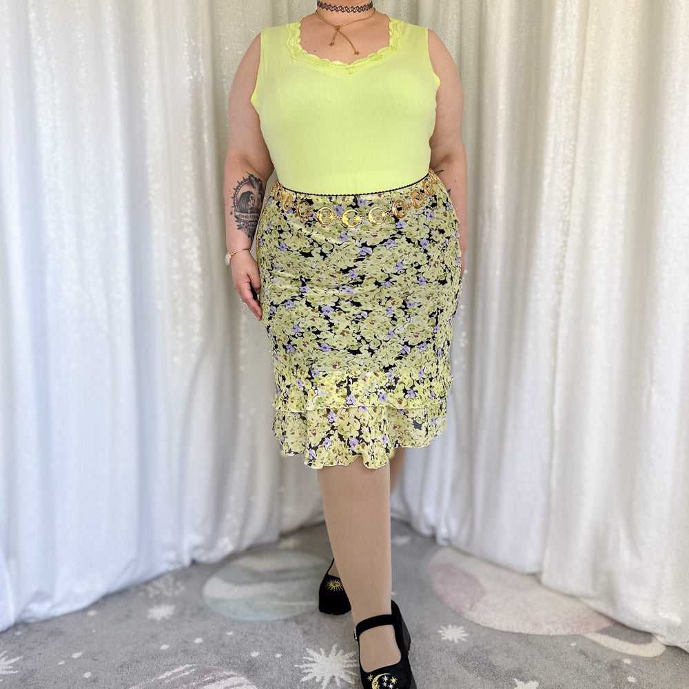 chartreuse blooms skirt - image 3