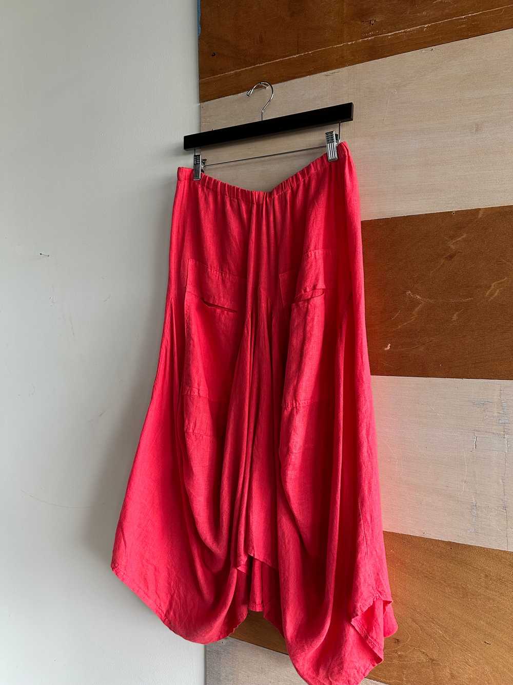 Linen Coral Balloon Pocket Skirt - Made in Italy - image 3