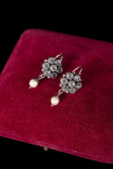 Victorian White Topaz and Pearl Earrings