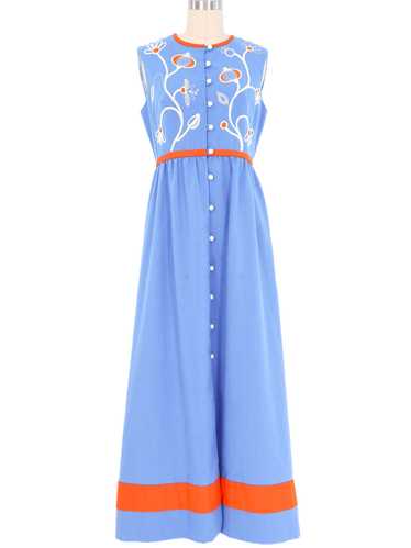 Bob Cunningham Cornflower Applique Maxi Dress