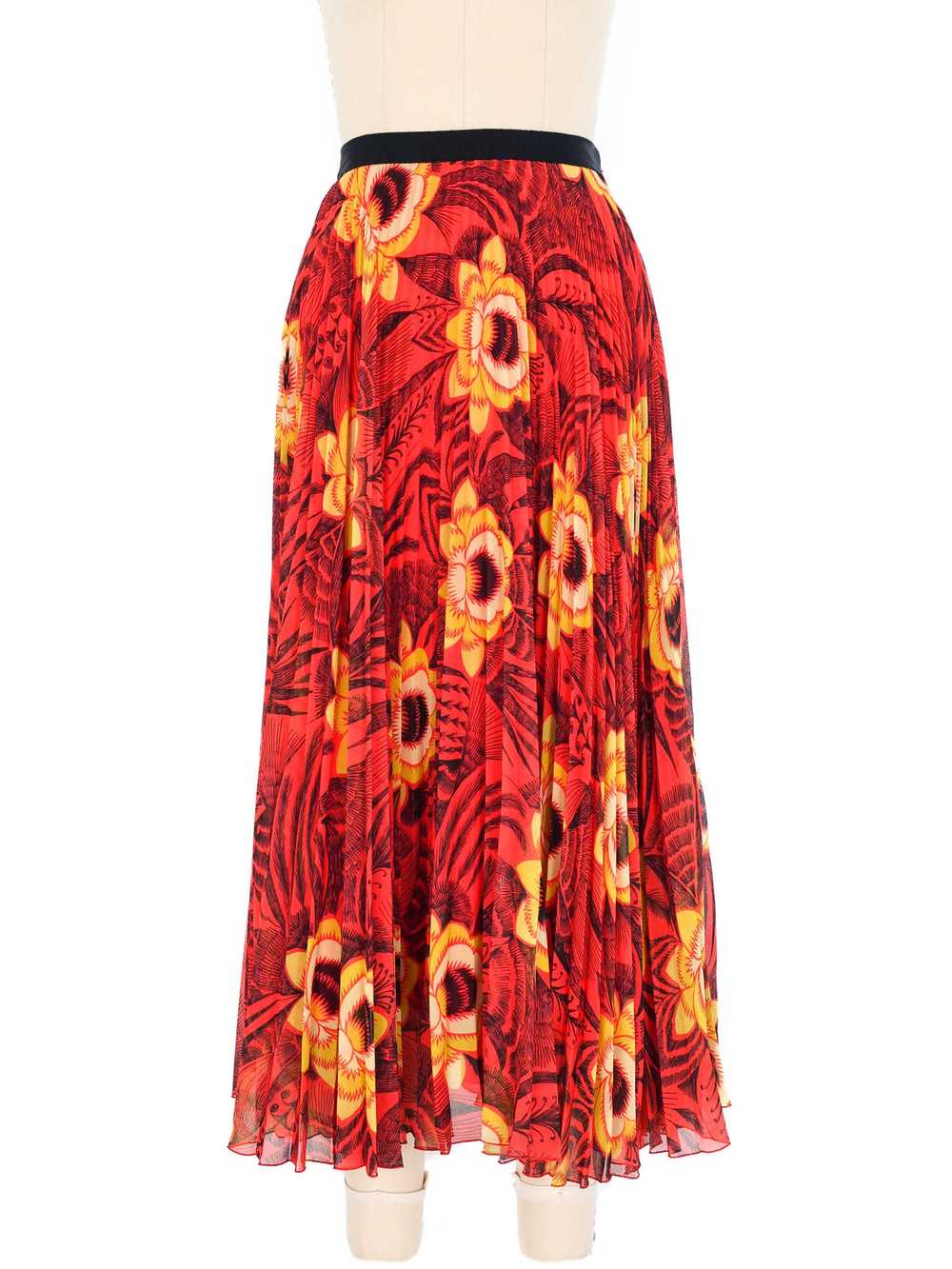 Dries Van Noten Floral Pleated Midi Skirt - image 1