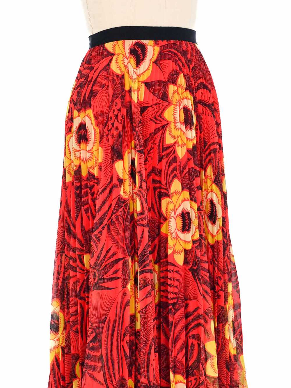 Dries Van Noten Floral Pleated Midi Skirt - image 2