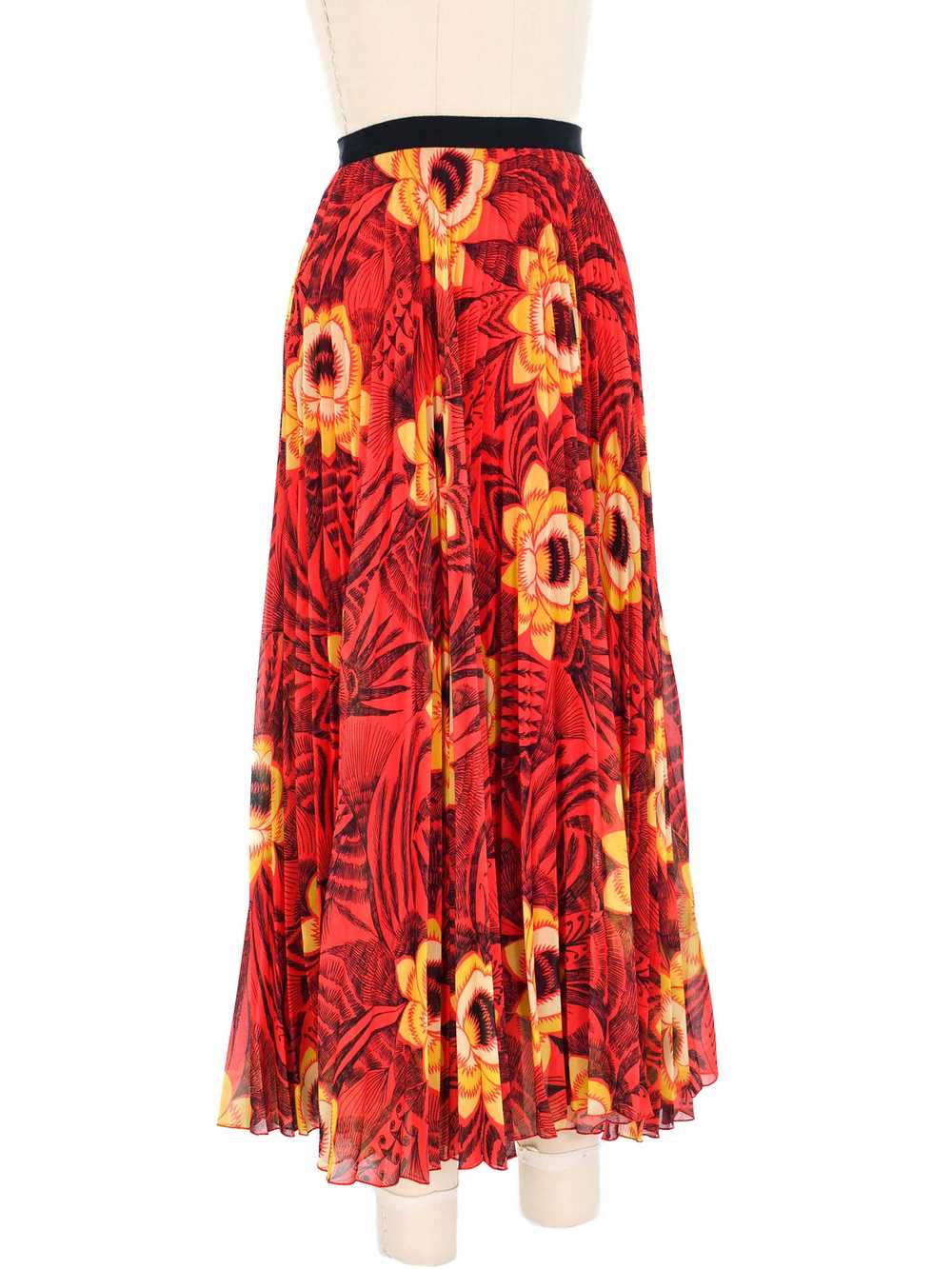 Dries Van Noten Floral Pleated Midi Skirt - image 3