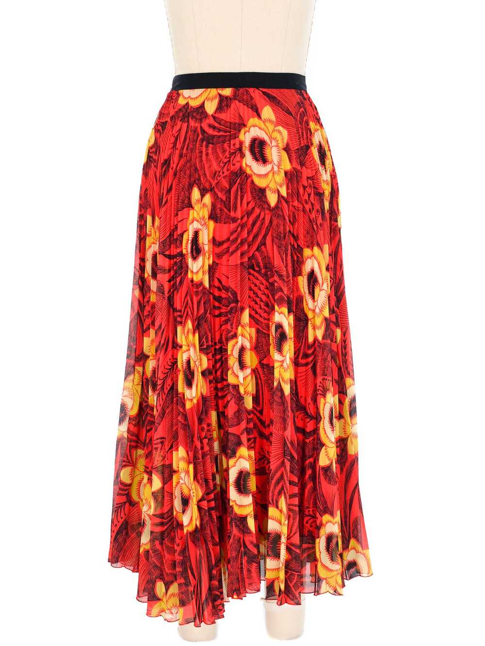 Dries Van Noten Floral Pleated Midi Skirt - image 4