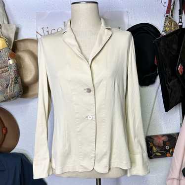 Unkwn 1755. Carlisle Cotton Beige Knit Blazer Siz… - image 1