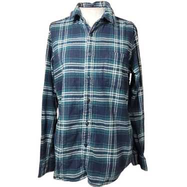 Uniqlo Blue Plaid Flannel Button Up Shirt Size XS