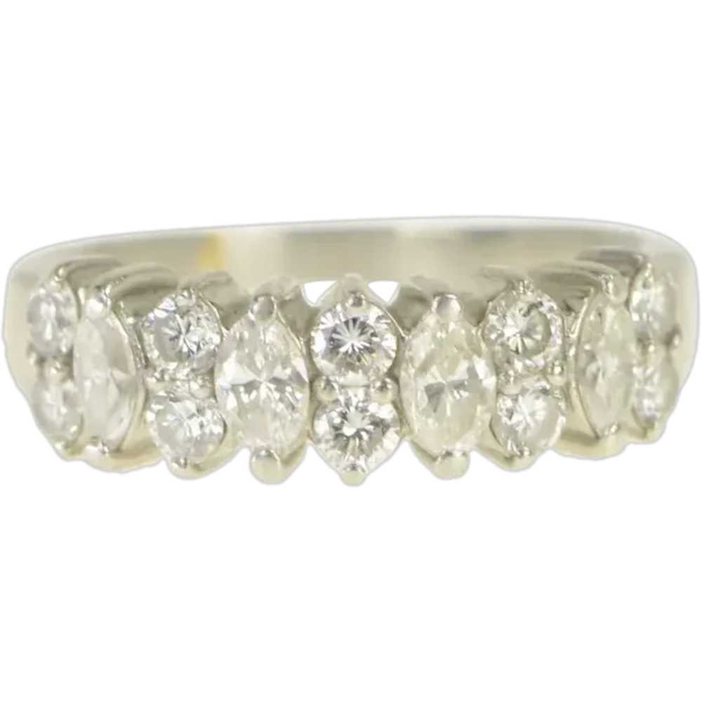 Platinum 1.10 Ctw Marquise Diamond Wedding Ring S… - image 1