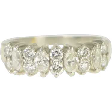 Platinum 1.10 Ctw Marquise Diamond Wedding Ring S… - image 1