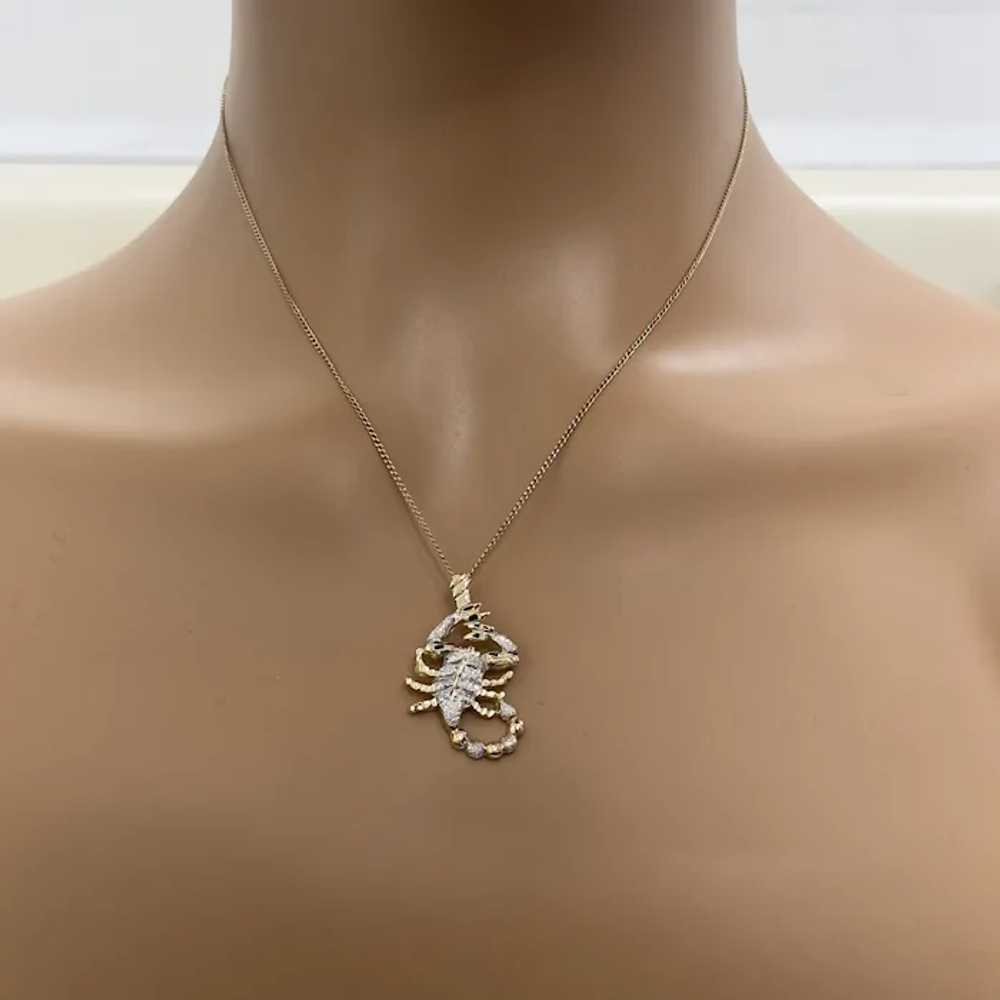 Scorpion Charm Pendant 14K Two-Tone Gold Diamond … - image 2