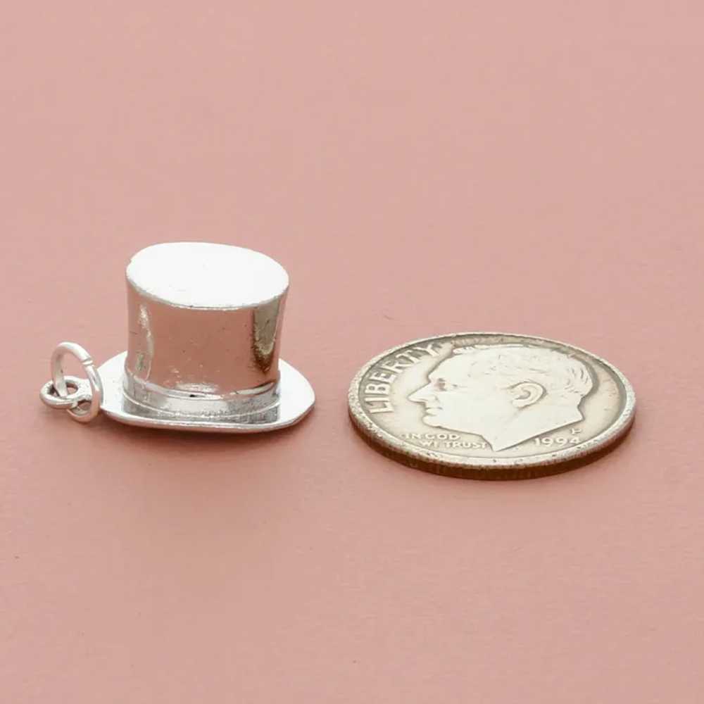 Sterling Silver Vintage 3D Top Hat Charm - image 3