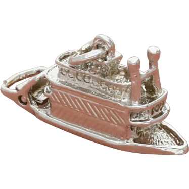 Sterling Silver Vintage 3D Steamboat Charm