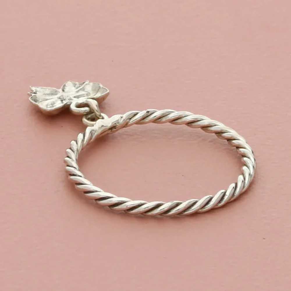 Sterling Silver Vintage Ribbon Bow Charm On Twist… - image 4