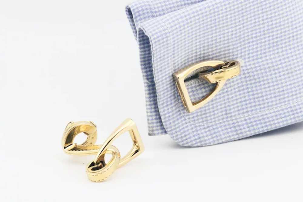 Hermes Vintage 18K Yellow Gold Stirrup Motif Cuff… - image 9