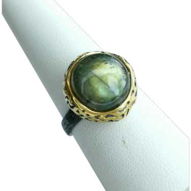 Canadian Green Labradorite Ring in Sterling Silve… - image 1