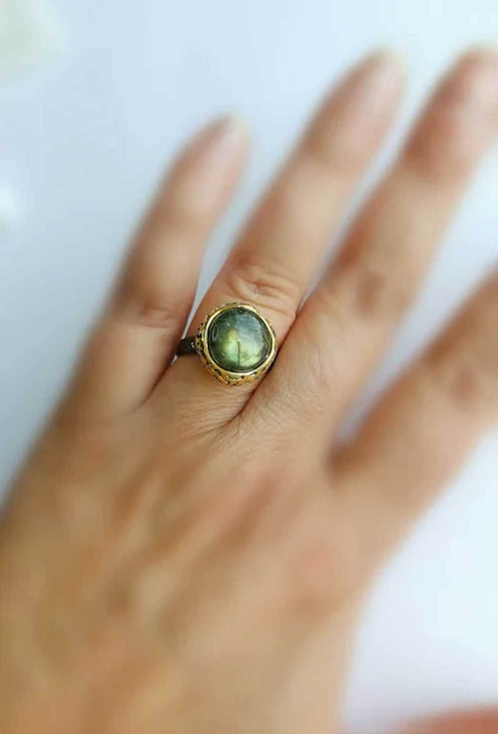 Canadian Green Labradorite Ring in Sterling Silve… - image 9