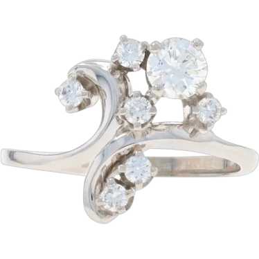 White Gold Diamond Cluster Bypass Ring - 18k 18k R