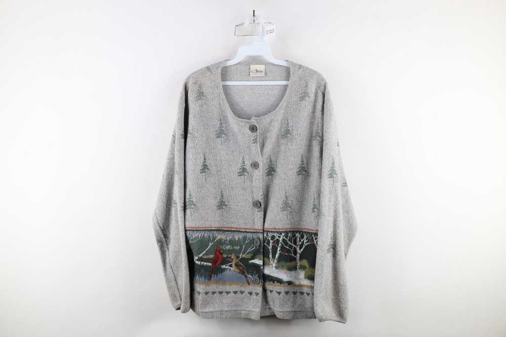 Vintage Vintage 90s Bird Nature Fleece Cardigan S… - image 1