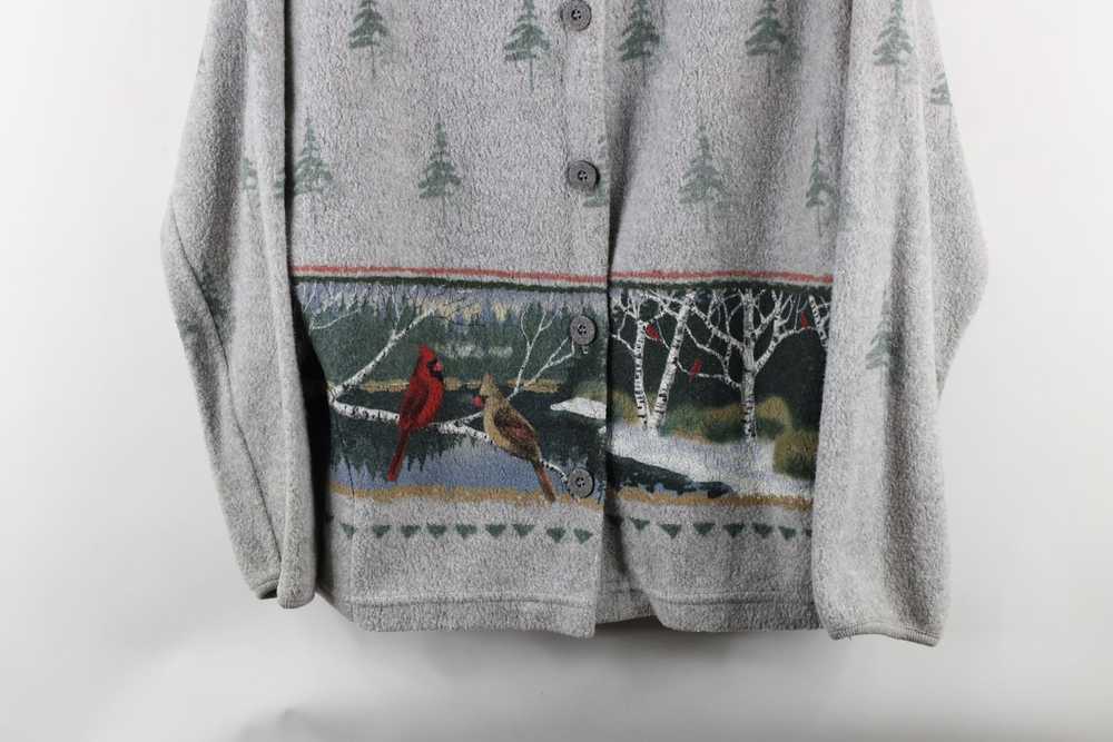 Vintage Vintage 90s Bird Nature Fleece Cardigan S… - image 3