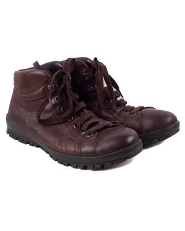 Prada PRADA DARK BROWN LEATHER HIKING STYLE HALF … - image 1