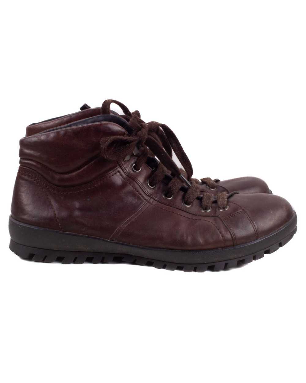 Prada PRADA DARK BROWN LEATHER HIKING STYLE HALF … - image 2