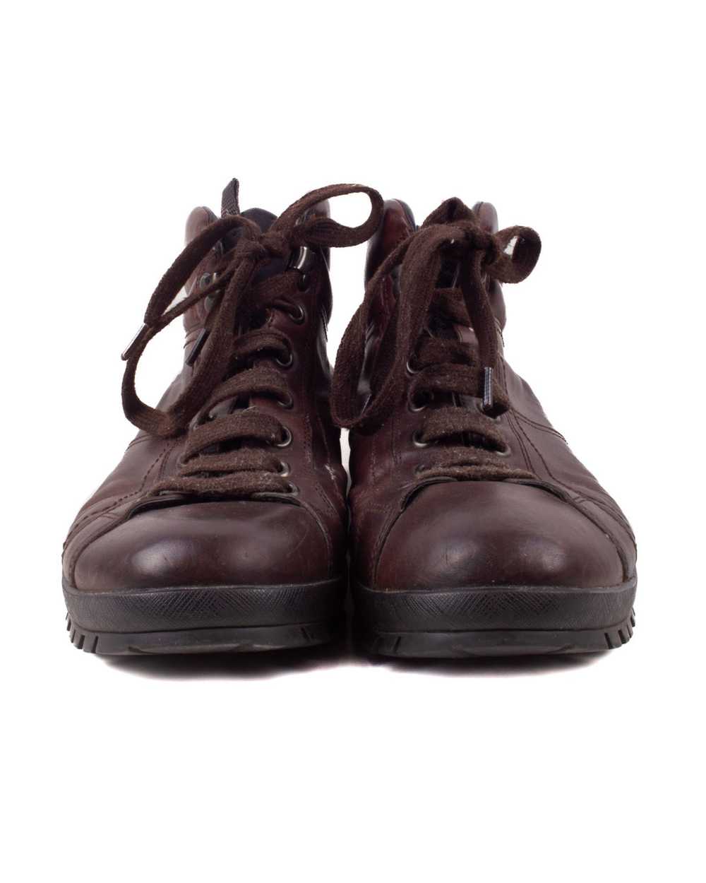 Prada PRADA DARK BROWN LEATHER HIKING STYLE HALF … - image 3