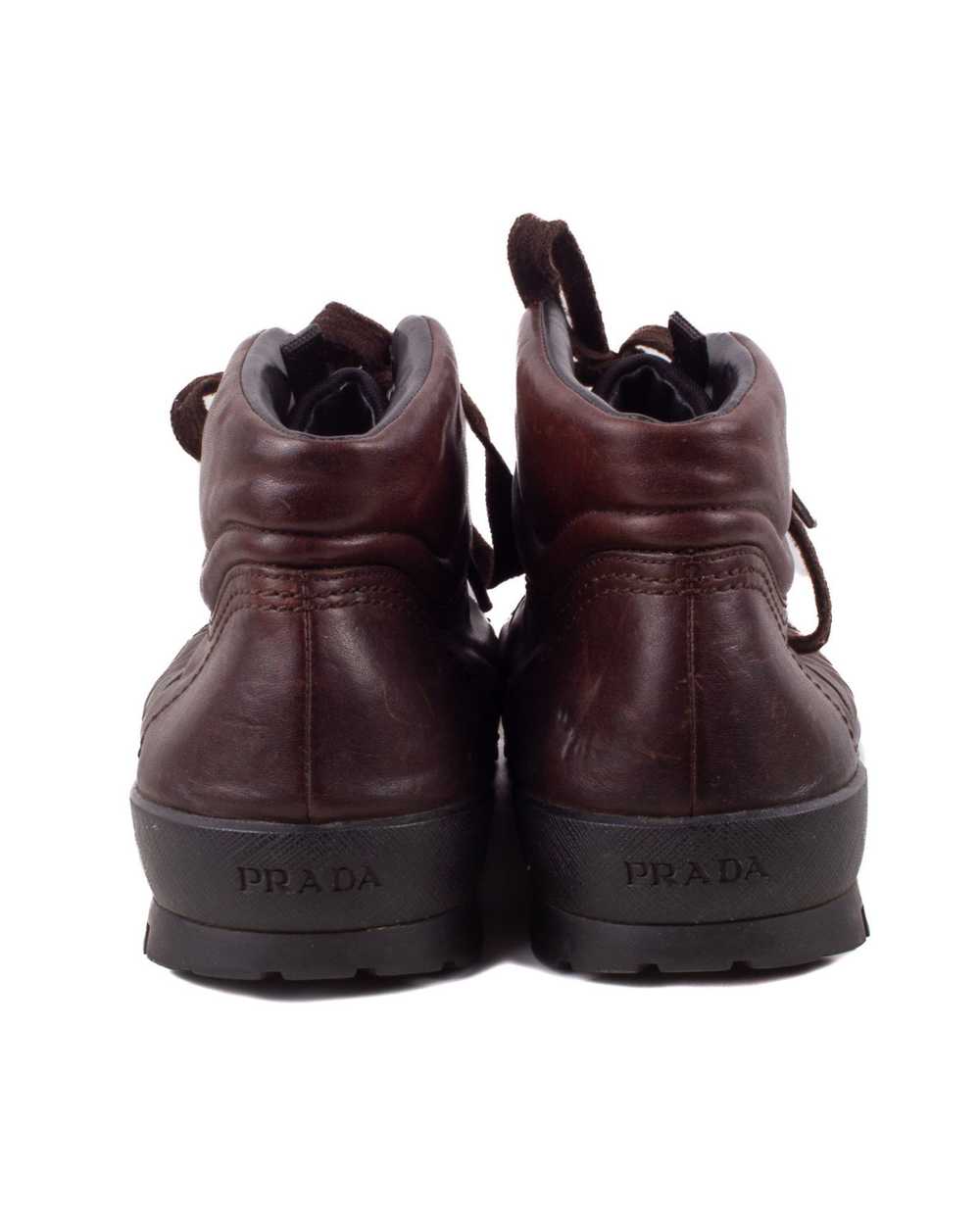 Prada PRADA DARK BROWN LEATHER HIKING STYLE HALF … - image 4