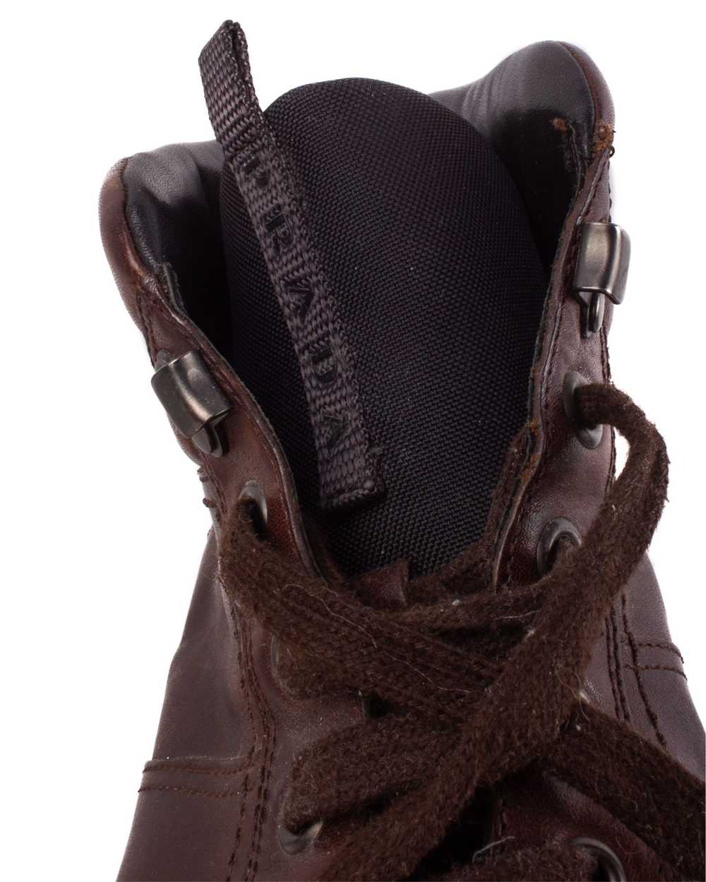 Prada PRADA DARK BROWN LEATHER HIKING STYLE HALF … - image 7