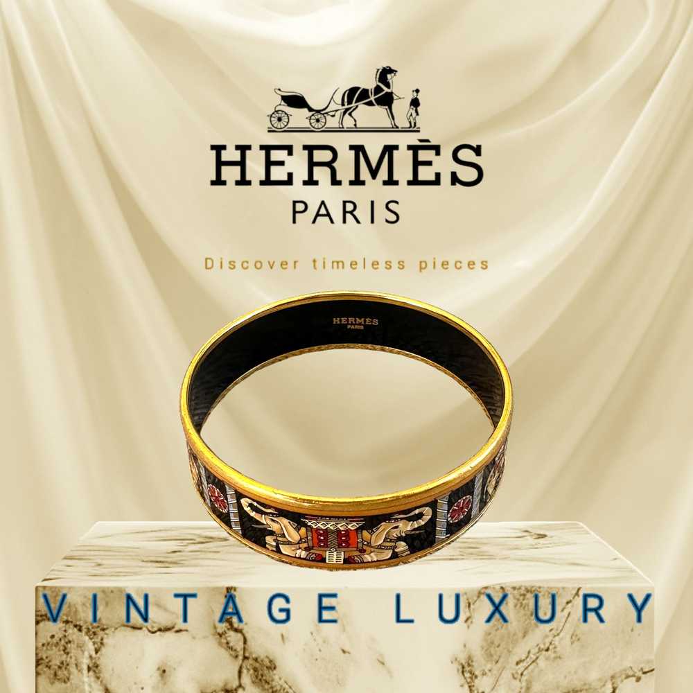 Hermes VTG Hermes Torana Elephant Black Enamel Pr… - image 3