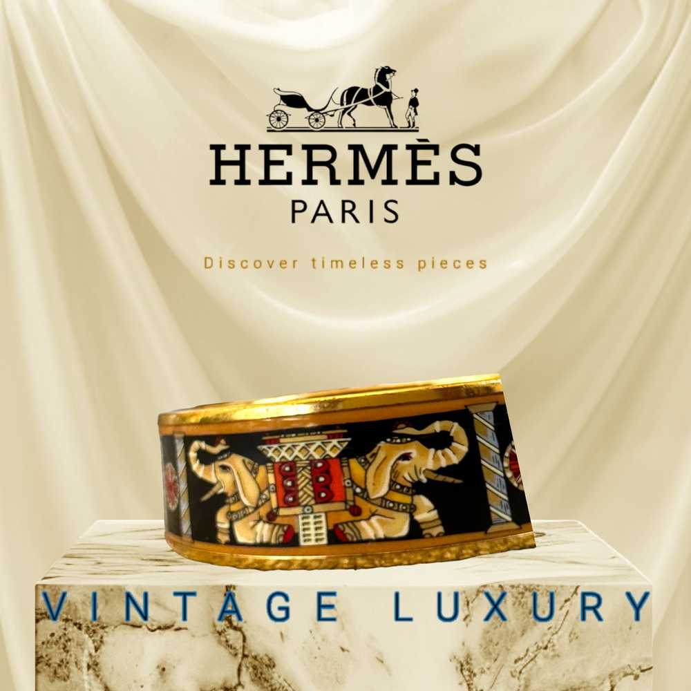 Hermes VTG Hermes Torana Elephant Black Enamel Pr… - image 5