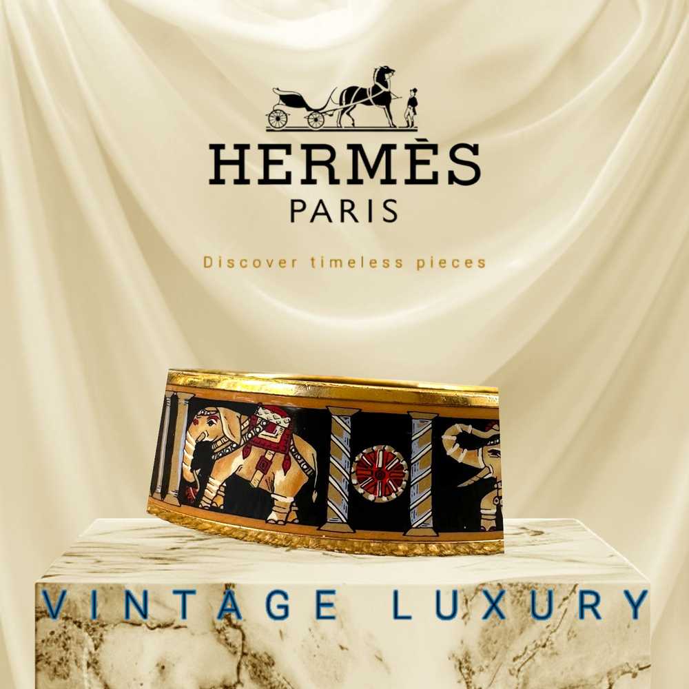 Hermes VTG Hermes Torana Elephant Black Enamel Pr… - image 7