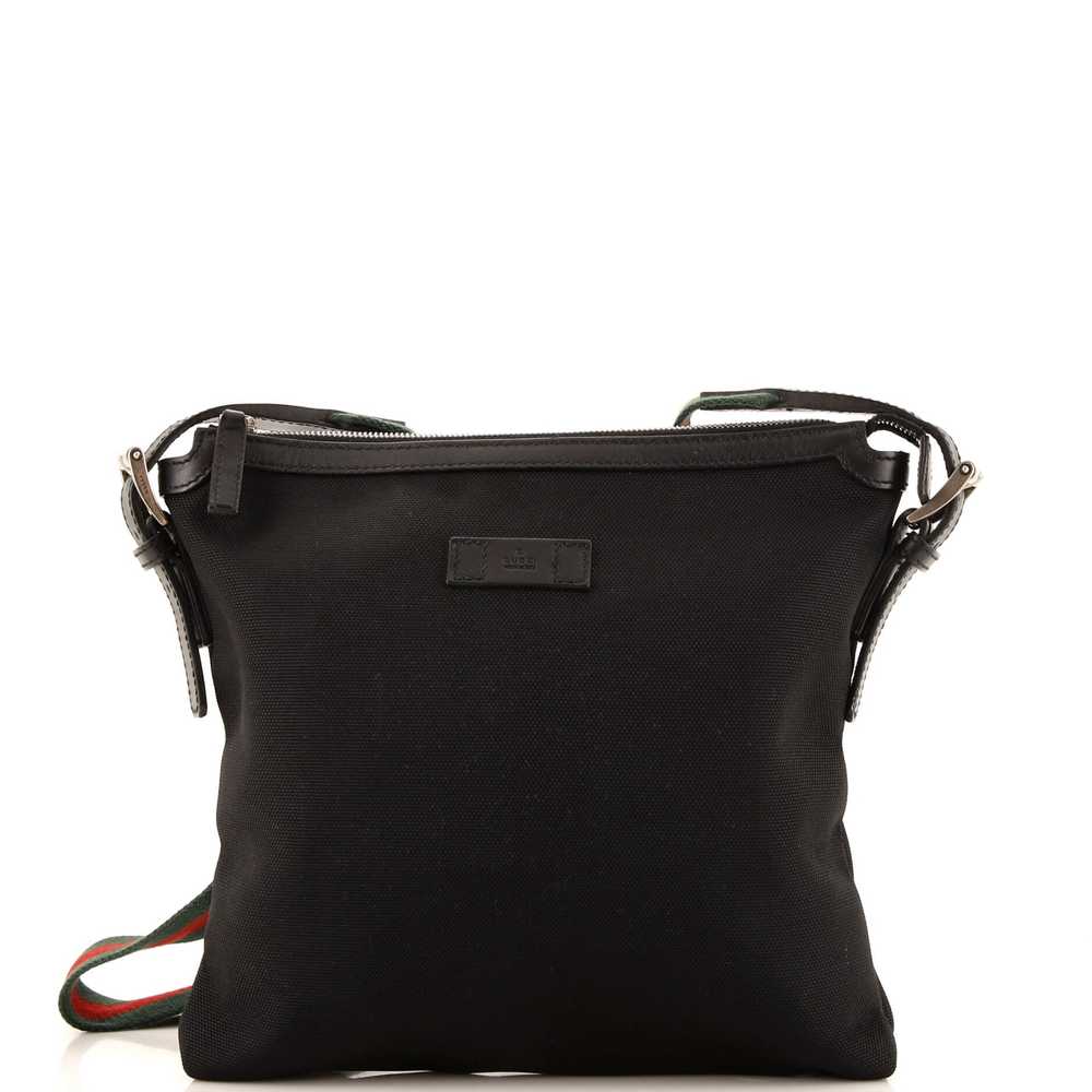 GUCCI Web Strap Flat Messenger Bag Techno Canvas … - image 1