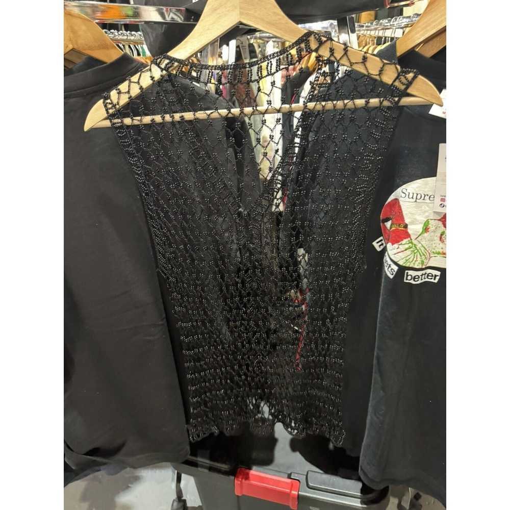 Other Vintage 90s Black Sheer Beaded Sleeveless B… - image 2