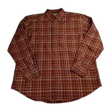 St Johns Bay 5XLT Button Down Shirt Iron Free Mens Plaid Check Burgundy offers Red Blue