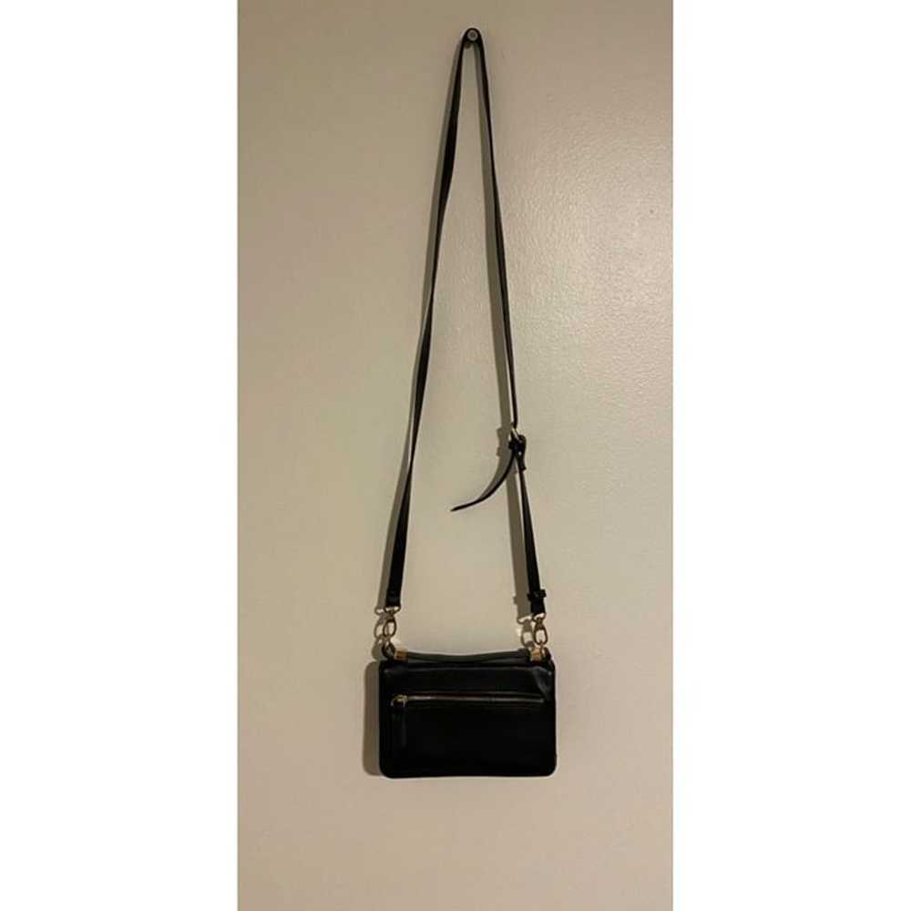 Vintage Black Faux Leather Crossbody Bag With Gol… - image 1