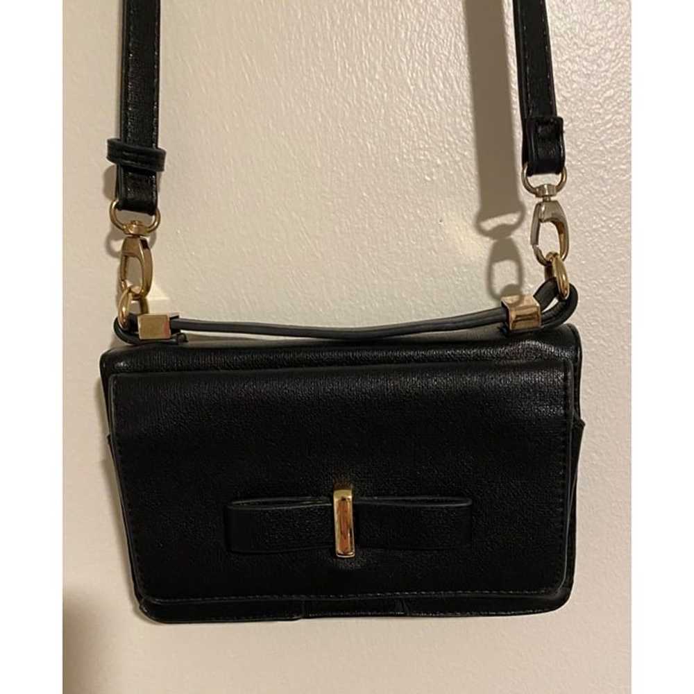 Vintage Black Faux Leather Crossbody Bag With Gol… - image 3