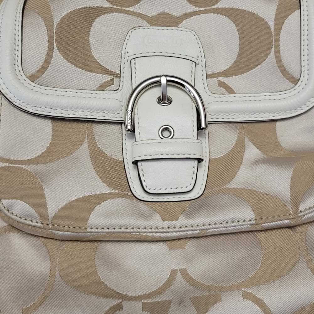 Coach Campbell Signature Beige Satin Belle Carrya… - image 12